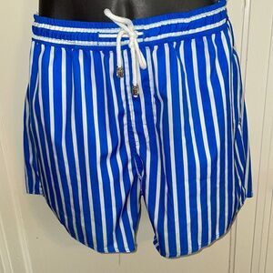 ChArmkpR blue & white striped swim trunks